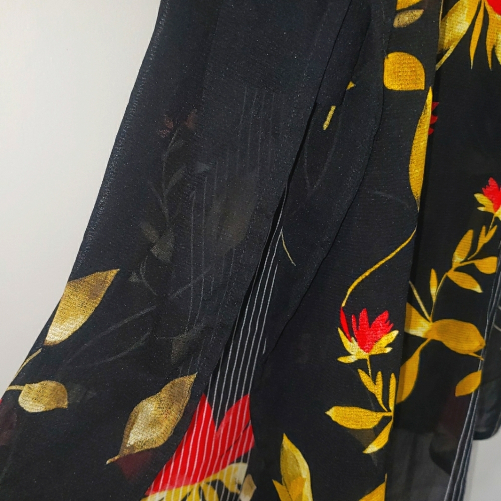 Alfani Black/Red Abstract Floral Print 3/4 Sleeved Tunic Top Size 3X EUC - Picture 6 of 12